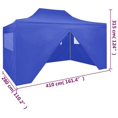 vidaXL Partytent met 4 zijwanden inklapbaar 3x4 m staal blauw