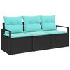 vidaXL Bankstel 3 pcs Zwart poly rattan