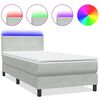 vidaXL Boxspring met matras en LED fluweel lichtgrijs 80x220 cm