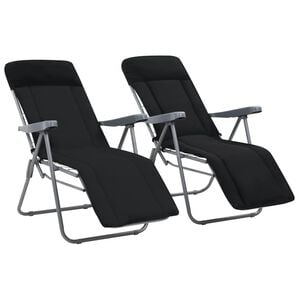 vidaXL Opklapbare stoelen met kussens, 2 stuks, zwart
