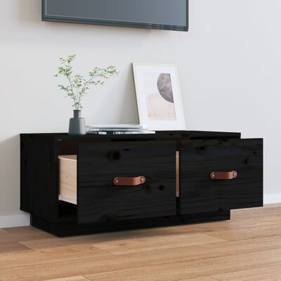 vidaXL Tv-meubel 80x34x35 cm massief grenenhout zwart