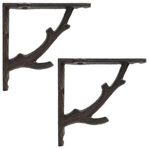 vidaXL Wandplankbeugels 2 st Antiek Bruin 10 x 10 x 3 cm Staal