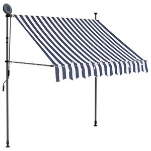 vidaXL Luifel handmatig uitschuifbaar met LED 100 cm blauw en wit