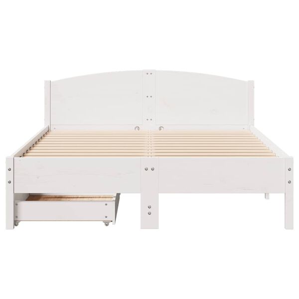 vidaXL Bedframe zonder matras massief grenenhout wit 160x200 cm