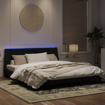 vidaXL Bedframe met LED-verlichting fluweel zwart 180x200 cm