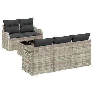 vidaXL Tuin Sofa Set met kussen 6 pcs Licht Grijs en Donker Grijs
