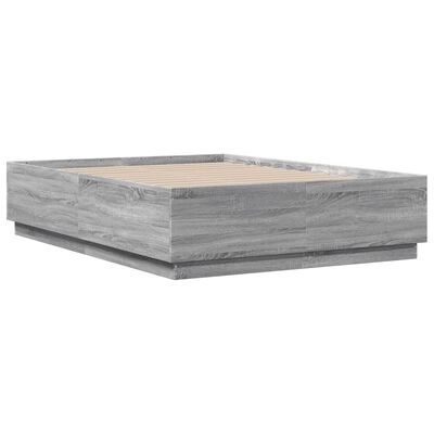 vidaXL Bedframe bewerkt hout grijs sonoma eikenkleurig 120x190 cm