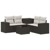 vidaXL Bankstel 6 st Zwart en Cream Wit Poly Rattan en Staal