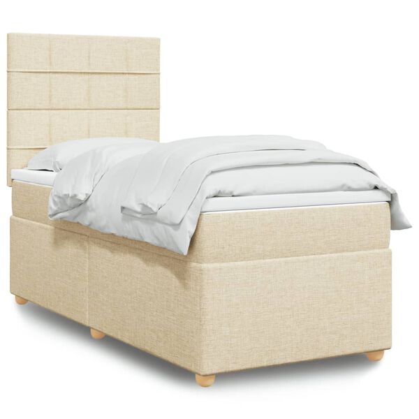 vidaXL Boxspring met matras stof cr&egrave;mekleurig 90x190 cm