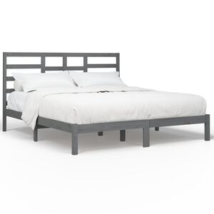 vidaXL Bedframe massief hout grijs 200x200 cm