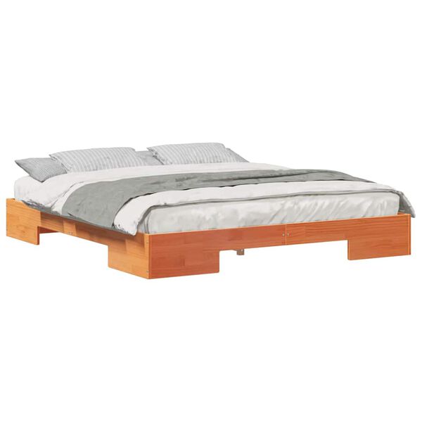 vidaXL Bedframe met opslag Bruin 180 x 200 cm Massief grenenhout