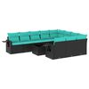 vidaXL 11-delige tuinbankset met kussens, zwart polyrotan