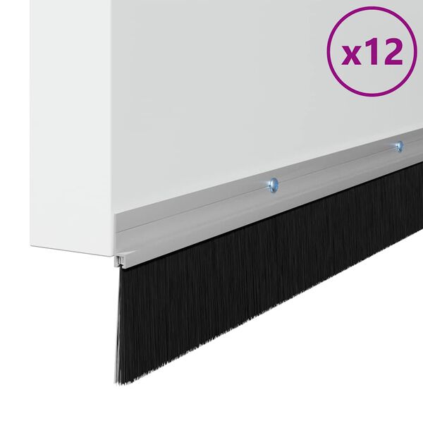 vidaXL Schroefbare Deurborstelafsluitingen 12 pcs Zilver 100 cm