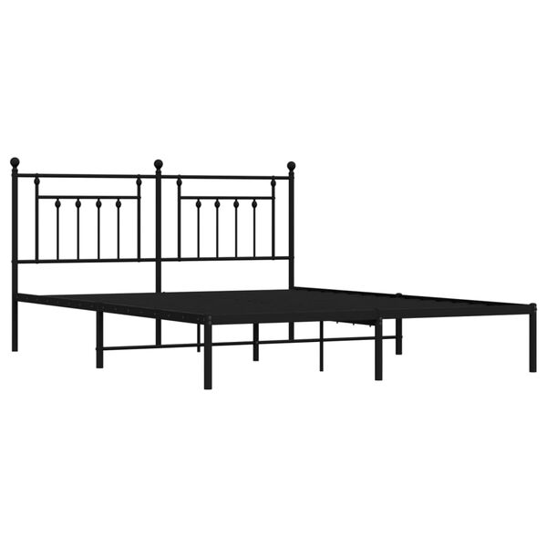 vidaXL Bedframe met hoofdbord metaal zwart 180x200 cm