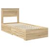 vidaXL Bedframe met hoofdeinde Sonoma Eiken 100 x 200 cm Bewerkt hout