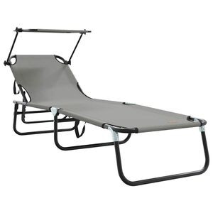 vidaXL Opvouwbare zonnebed Grijs 190 x 57 x 81 cm oxford