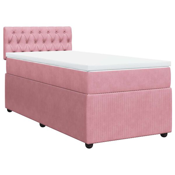 vidaXL Boxspring met matras fluweel roze 100x200 cm