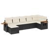 vidaXL 7-delige Loungeset met kussens poly rattan zwart