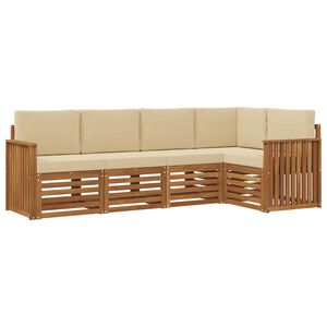 vidaXL Buiten bankenset 5 st Natuurlijk en Beige Polyester