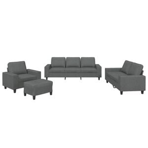 vidaXL 4-delige Loungeset stof donkergrijs