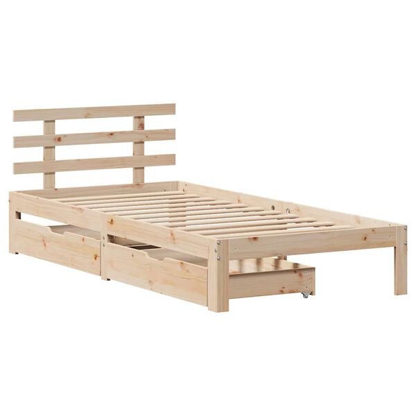 vidaXL Bedframe met lades massief grenenhout 75x190 cm