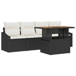 vidaXL Tuin Sofa Set met opslag 5 pcs Zwart Poly riet