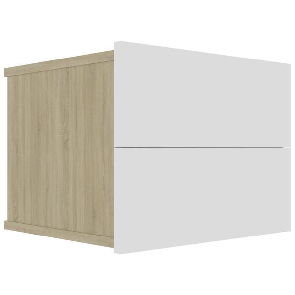 vidaXL Nachtkastjes 2 st 40x30x30 cm wit sonoma eikenkleur