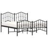vidaXL Bedframe met hoofd- en voeteneinde metaal zwart 135x190 cm
