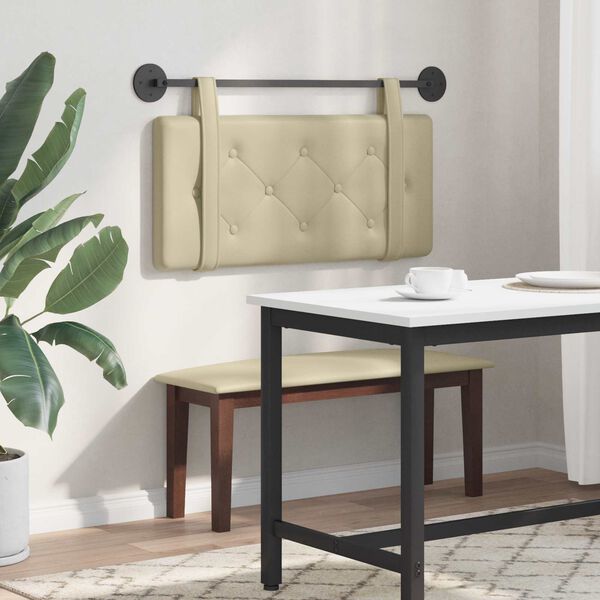 vidaXL Hangend Hoofdeinde Wandgemonteerd Cr&egrave;me 80 cm Nep Leer