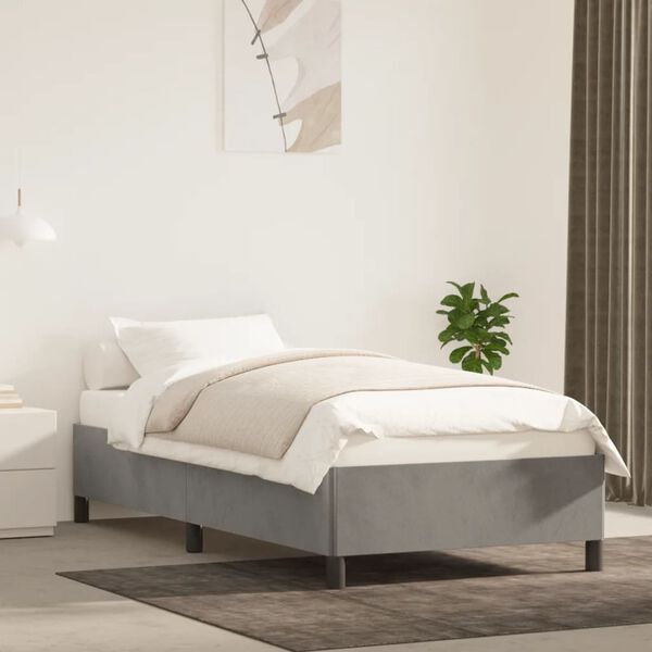 vidaXL Bedframe zonder matras 90x190 cm fluweel lichtgrijs