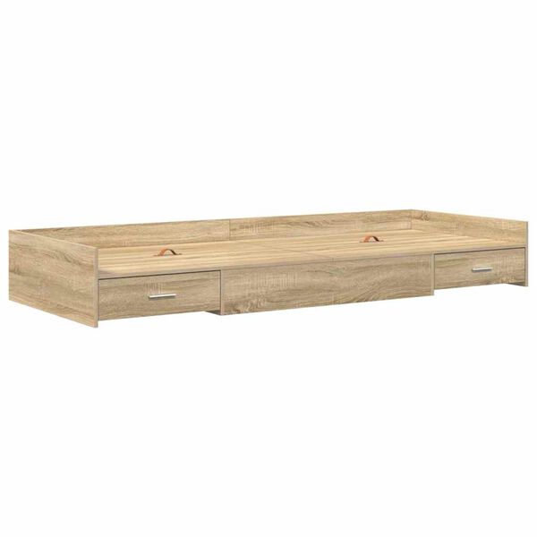 vidaXL Bedframe met hoofdeinde Sonoma Eiken 90 x 200 cm Bewerkt hout