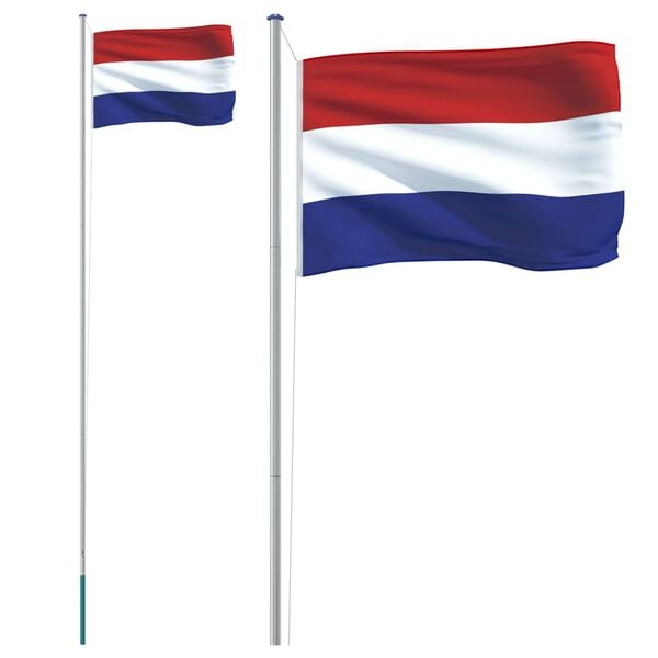 vidaXL Vlag met vlaggenmast Nederland 6,08 m aluminium