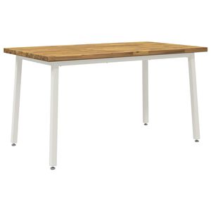 vidaXL 140 x 70 x 75 cm Massief Acaciahout Wit Rechthoekig