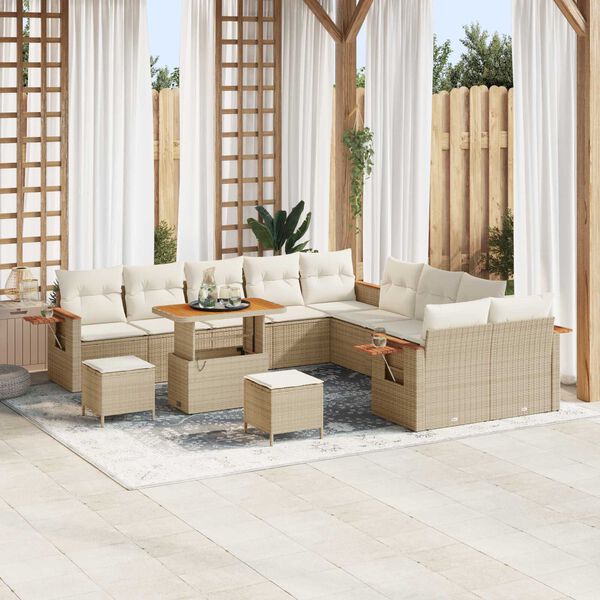 vidaXL Tuin Sofa Set met kussen 13 pcs beige en cr&egrave;mekleurig