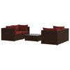 vidaXL 5-delige Loungeset met kussens poly rattan bruin