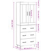 vidaXL Hoge kast 69,5x34x180 cm bewerkt hout grijs sonoma eikenkleurig