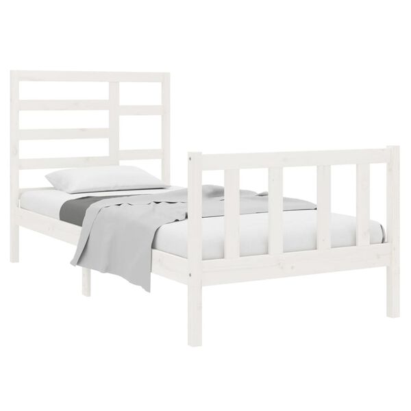 vidaXL Bedframe massief hout wit 75x190 cm