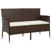 vidaXL Tuinbank 3-zits met kussens poly rattan bruin