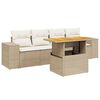 vidaXL 5-delige Loungeset met kussens poly rattan beige