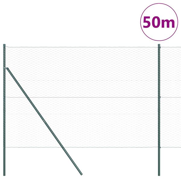 vidaXL Afrasteringspaal Grijs 50 x 1,5 m (36 mm gaas) Staal en PVC