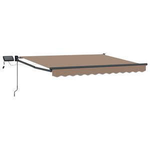 vidaXL Handbediende luifel met LED's Taupe 100% Polyester en Aluminium