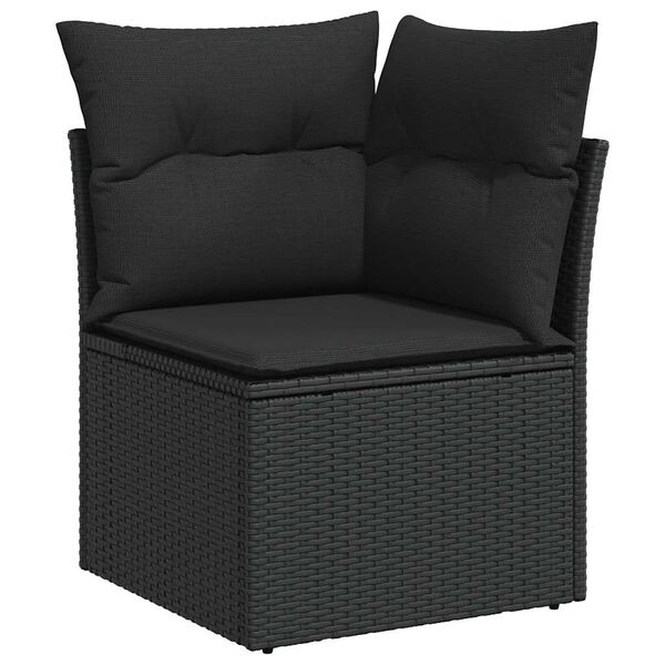 vidaXL 7-delige Loungeset met kussens poly rattan acacia zwart