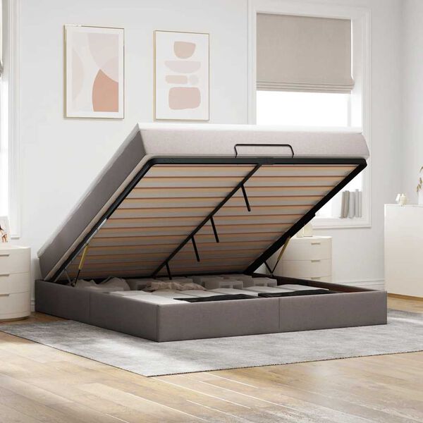 vidaXL Ottoman bed met matras 180x200cm stof taupe