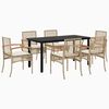 vidaXL 7-delige Tuinset met kussens poly rattan beige