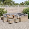 vidaXL Tuinbankenset 13 pcs Beige en Licht Grijs poly rattan