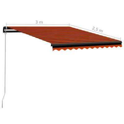 vidaXL Luifel handmatig uittrekbaar met LED 300x250 cm oranje en bruin