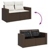 vidaXL 4-delige Loungeset met kussens poly rattan bruin