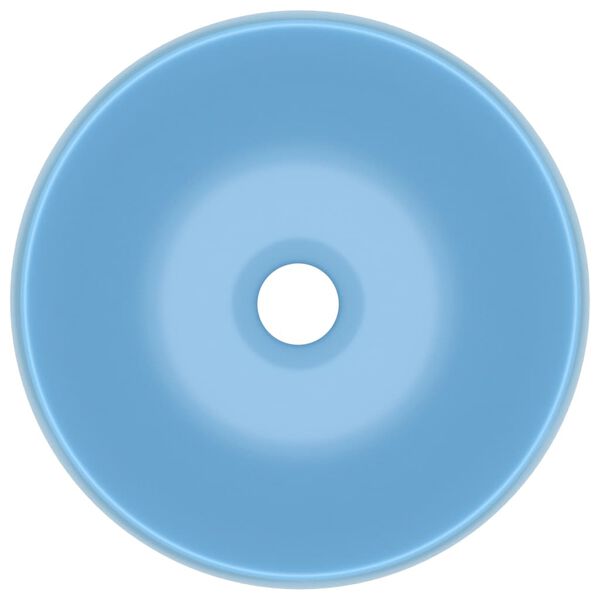 vidaXL Wastafel rond 40x15 cm keramiek mat lichtblauw