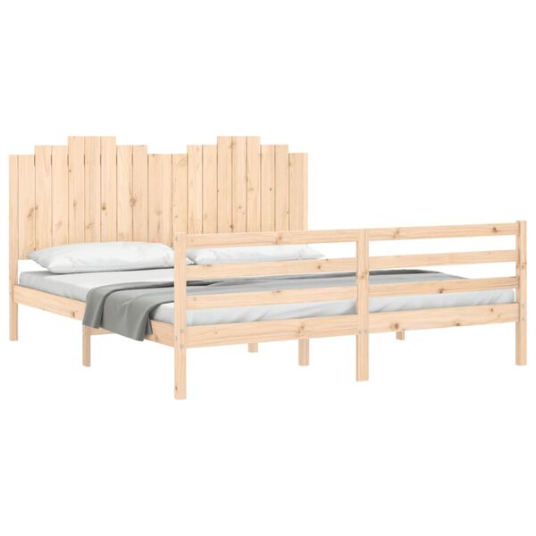 vidaXL Bedframe met hoofdbord massief hout