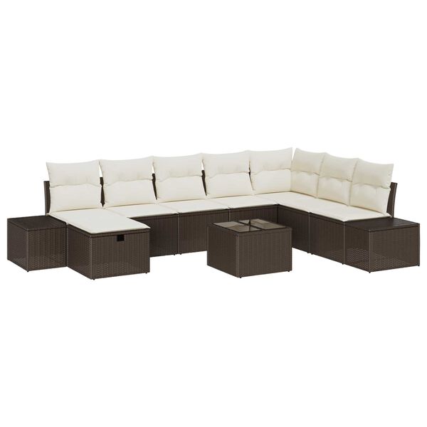 vidaXL Tuin Sofa Set met kussen 9 pcs Bruin Poly riet